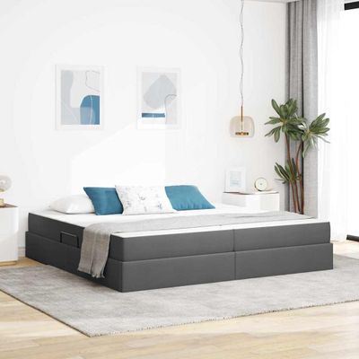 vidaXL Postel s úložným prostorem a matrací Tmavo šedá 200 x 200 cm