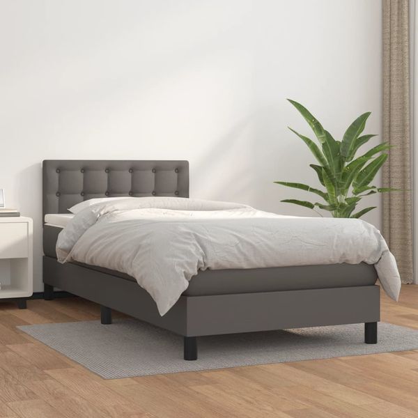 vidaXL Boxspring posteľ s matracom sivá 90x200 cm umelá koža