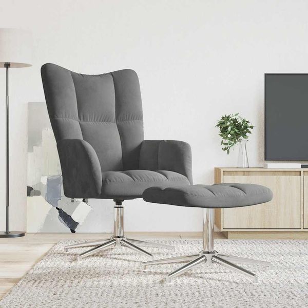 vidaXL Relaxačné kreslo s podnožkou, tmavosivé, zamatové