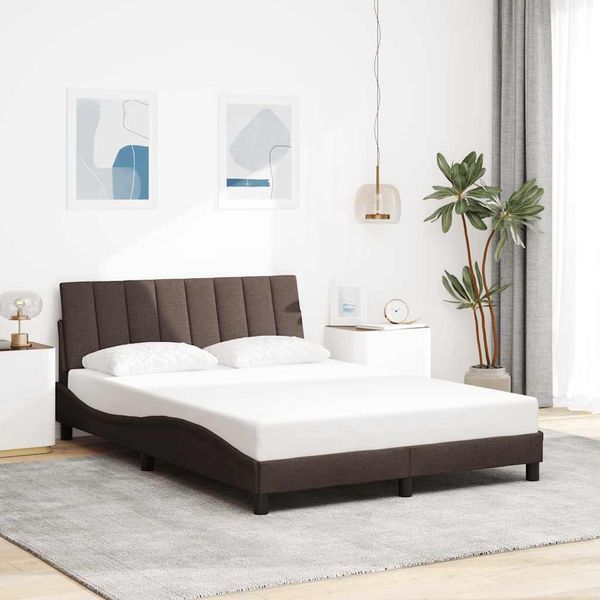 vidaXL Rám postele bez matraca Hanko tmavohnedá 140x190 cm látka