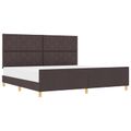 vidaXL Rám postele s čelnou doskou Tmavo hnedá 200 x 200 cm látka