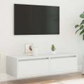 vidaXL TV skrinka s LED svetlami, biela 100X35,5x25 cm
