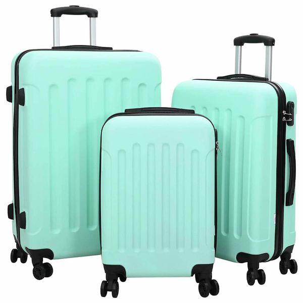 vidaXL Kufor so zámkom 3 pcs Mätovo zelená 50 x 31 x 78 cm ABS plast