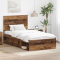 vidaXL Rám postele Staré drevo 100 x 200 cm Masívne borovicové drevo