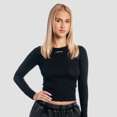 Dámske tričko s dlhým rukávom Aura Black - GymBeam, veľkosť L