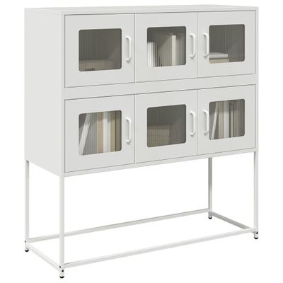 vidaXL Komoda biela 100,5x39x107 cm oceľ valcovaná za studena