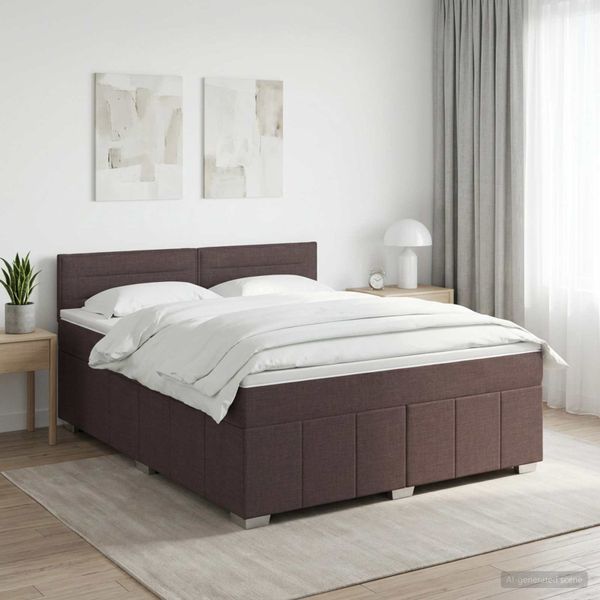 vidaXL Posteľ boxspring s matracom Tmavohnedá 180 x 200 cm Látka