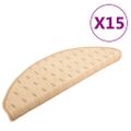 vidaXL Kobercové nášľapy na schody 15 ks krémové 56x17x3 cm