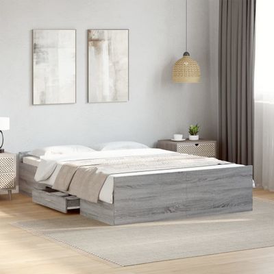 vidaXL Posteľný rám so zásuvkami sivý sonoma 120x190cm kompozit. drevo