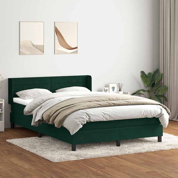 vidaXL Posteľný rám boxsping s matracom tmavozelený 160x210 cm zamat