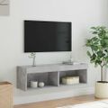 vidaXL TV skrinka s LED svetlami betónovo sivá 100x30x30 cm
