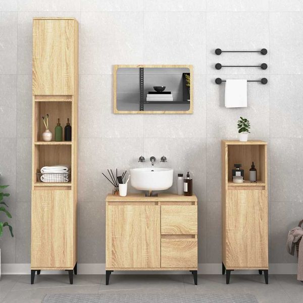 vidaXL Skrinka do kúpeľne dub sonoma 30x30x190 cm spracované drevo