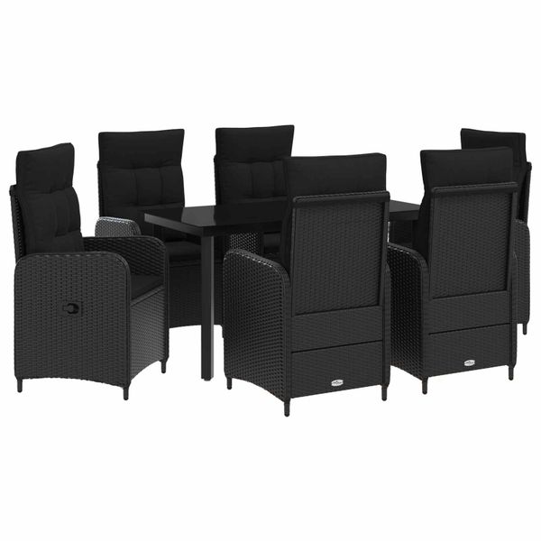 vidaXL Súprava stolíkov k pohovke s vankúšom s vankúšom 7 pcs Čierna