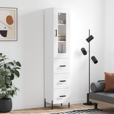 vidaXL Vysoká skrinka biela 34,5x34x180 cm spracované drevo