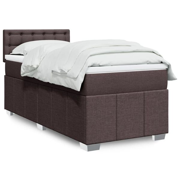 vidaXL Posteľný rám boxsping s matracom hnedý 90x200 cm látka