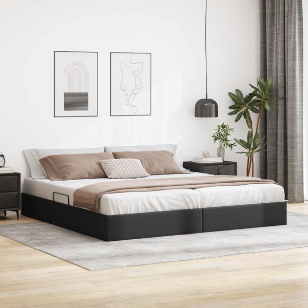 vidaXL Otomanový posteľný rám Čierny 200 x 200 cm Umelá koža