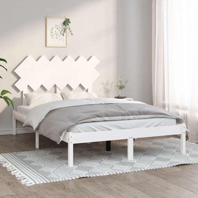 vidaXL Posteľný rám biely 135x190 cm dvojlôžko masívne drevo