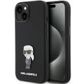 Puzdro Karl Lagerfeld pre iPhone 15 6,1" KLHCP15SSMHKNPK čierne HC SILIKÓN IKONIK METAL PIN