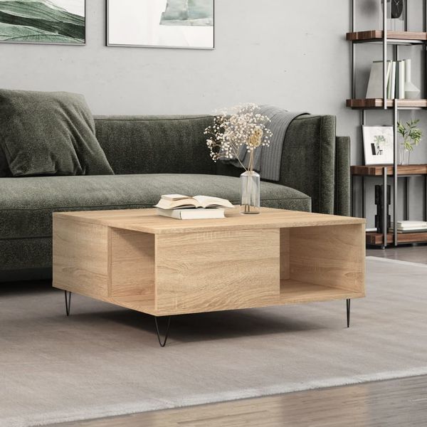 vidaXL Konferenčný stolík dub sonoma 80x80x36,5 cm spracované drevo
