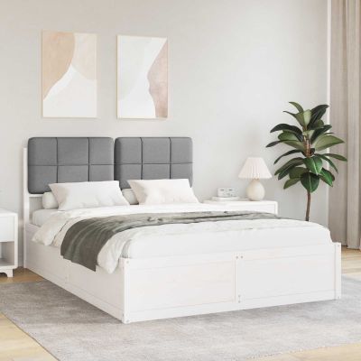 vidaXL Rám postele s čalúneným čelom Svetlosivá 150 x 200 cm