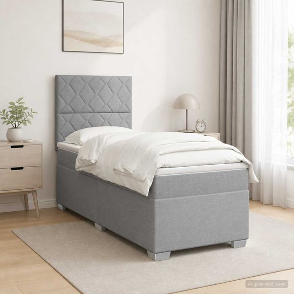 vidaXL Posteľ boxspring s matracom Svetlosivá 100 x 200 cm Látka