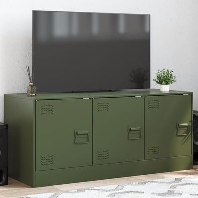 vidaXL TV skrinka olivovo-zelená 99x39x44 cm oceľ