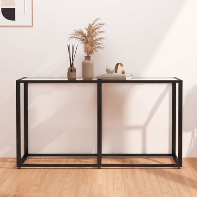 vidaXL Konzolový stolík priehľadný 140x35x75,5 cm tvrdené sklo