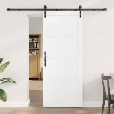 vidaXL Posuvné dvere Biela 83 x 202 cm Borovicový masív