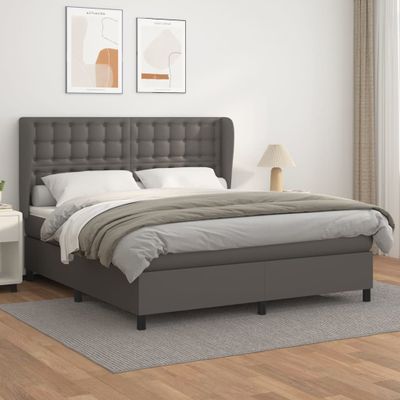 vidaXL Boxspring posteľ s matracom sivá 160x200 cm umelá koža
