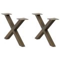 vidaXL Nohy konferenčného stolíka v tvare X, 2 ks, prírodná oceľ, 60 x (30-31) cm, oceľ
