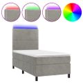 vidaXL Posteľ boxsping s matracom a LED bledosivá 90x200 cm zamat