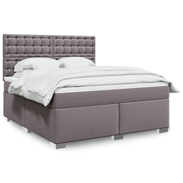 vidaXL Boxspring posteľ s matracom sivá 180x200 cm umelá koža