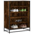 vidaXL Skrinka na topánky, tmavý dub 75x38x97,5cm kompozitné drevo+kov