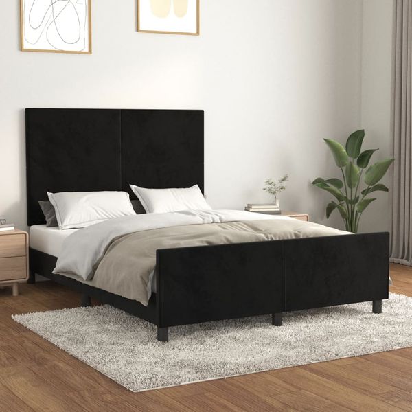 vidaXL Posteľ bez matraca čierny 140x200 cm zamat