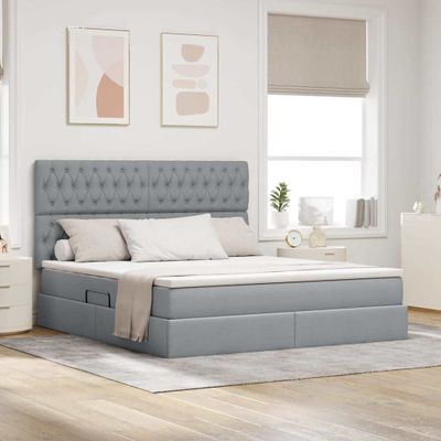 vidaXL Postel s úložným prostorem a matrací Svetlosivá 160 x 200 cm