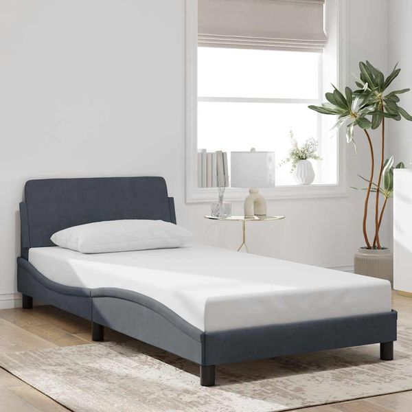 vidaXL Rám postele Dover tmavosivý 100x203 cm zamat