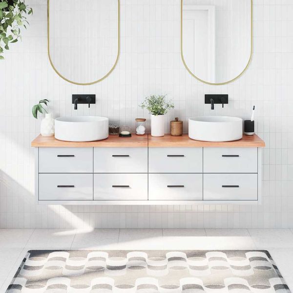 vidaXL Kúpeľňová doska bledohnedá 180x30x(2-4) cm ošetrený masív