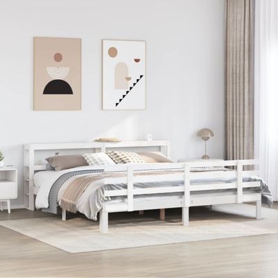 vidaXL Posteľný rám s čelom bez matraca biely 180x200 cm