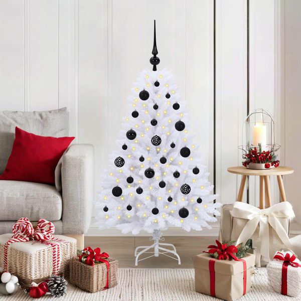 vidaXL Umelý Sklápací Vianočný Stromček Biela 120 cm PVC a oceľ