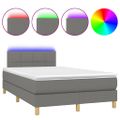 vidaXL Posteľ boxsping s matracom a LED tmavosivá 120x200 cm látka