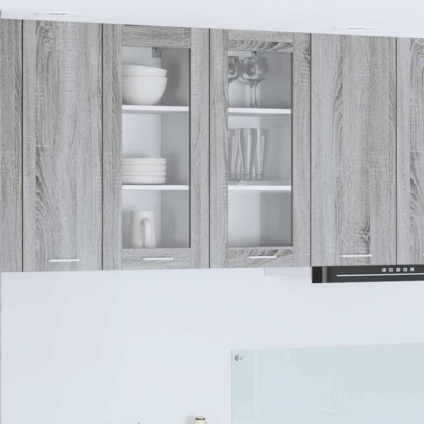 vidaXL Závesná skrinka s úložiskom 2 pcs Sivý Sonoma 40 x 31 x 80 cm