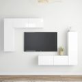 vidaXL 4-dielna súprava TV skriniek lesklá biela kompozitné drevo