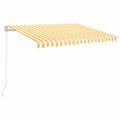vidaXL Ručne zaťahovacia markíza s LED 350x250 cm žltá a biela