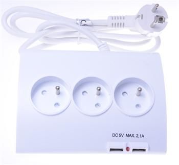 PremiumCord Predlžovací prívod 230V 1,5m 5zásuvok + vypínač + 2x USB
