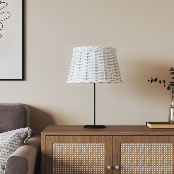vidaXL Tienidlo na lampu biele Ø38x23 cm prútené
