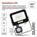 LED reflektor GLARO s pohybovým čidlom, 20 W, čierny, IP54, 2000 lm, neutrálna biela