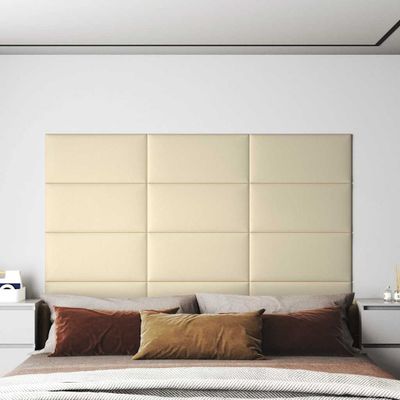 vidaXL Nástenné panely 12 ks krémové 60x30 cm umelá koža 2,16 m²