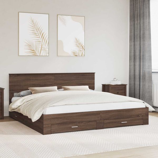 vidaXL Rám postele Hnedý dub a striebro 200 x 200 cm Kompozitné drevo