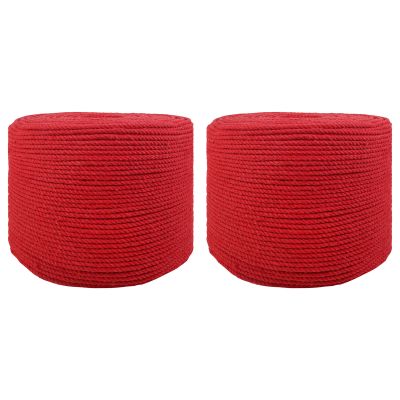 vidaXL Lano 2 pcs Červená Bavlna