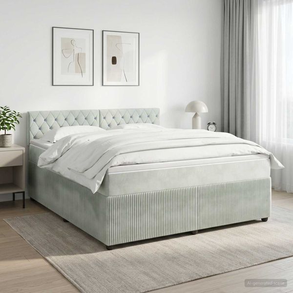 vidaXL Posteľ boxspring s matracom Svetlosivá 140 x 200 cm Zamat